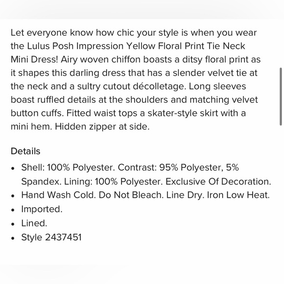 Lulus Posh Impression Yellow Floral Print Tie Neck Mini Dress - Size M - Picture 5 of 12
